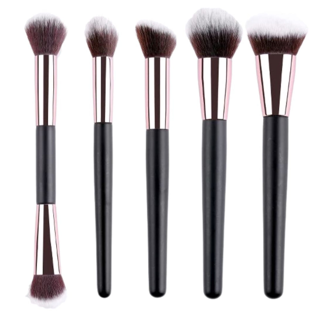 Vegan Makeup Face & Cheek Set- Sophistication. Sustainable Wood and Rose Gold Makeup Brushes Hurtig Lane