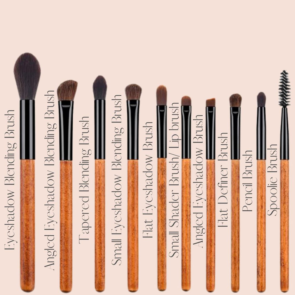 Vegan Makeup Eye Brush Set- Elegance. Sustainable Wood & Black Makeup Brushes Hurtig Lane