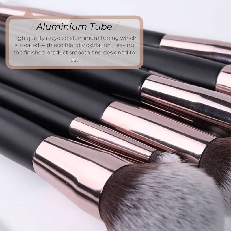 Vegan Makeup Brush Set- Sophistication. Sustainable Wood and Rose Gold Makeup Brushes Hurtig Lane