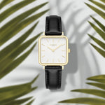 Neliö Square Vegan Leather Watch Gold, White & Black Watch Hurtig Lane Vegan Watches