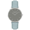 Hymnal Vegan Suede Watch Silver, Grey & Forest Green - Hurtig Lane - sustainable- vegan-ethical- cruelty free