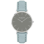 Hymnal Vegan Suede Watch Silver, Grey & Forest Green - Hurtig Lane - sustainable- vegan-ethical- cruelty free