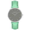 Mykonos Vegan Leather Watch Silver, Grey & Chestnut Watch Hurtig Lane Vegan Watches