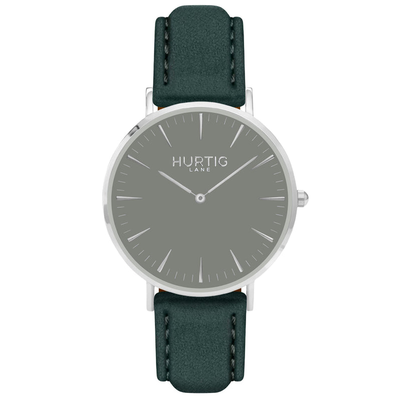 Hymnal Vegan Suede Watch Silver, Grey & Duck Egg - Hurtig Lane - sustainable- vegan-ethical- cruelty free