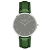 Mykonos Vegan Leather Watch Silver, Grey & Chestnut Watch Hurtig Lane Vegan Watches