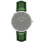 Mykonos Vegan Leather Watch Silver, Grey & Chestnut Watch Hurtig Lane Vegan Watches