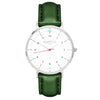 hurtig lane vegan leather watch silver, white and green. Vegane uhren