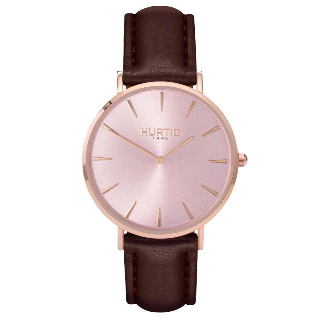 Mykonos Vegan Leather All Rose & Chestnut Watch Hurtig Lane Vegan Watches