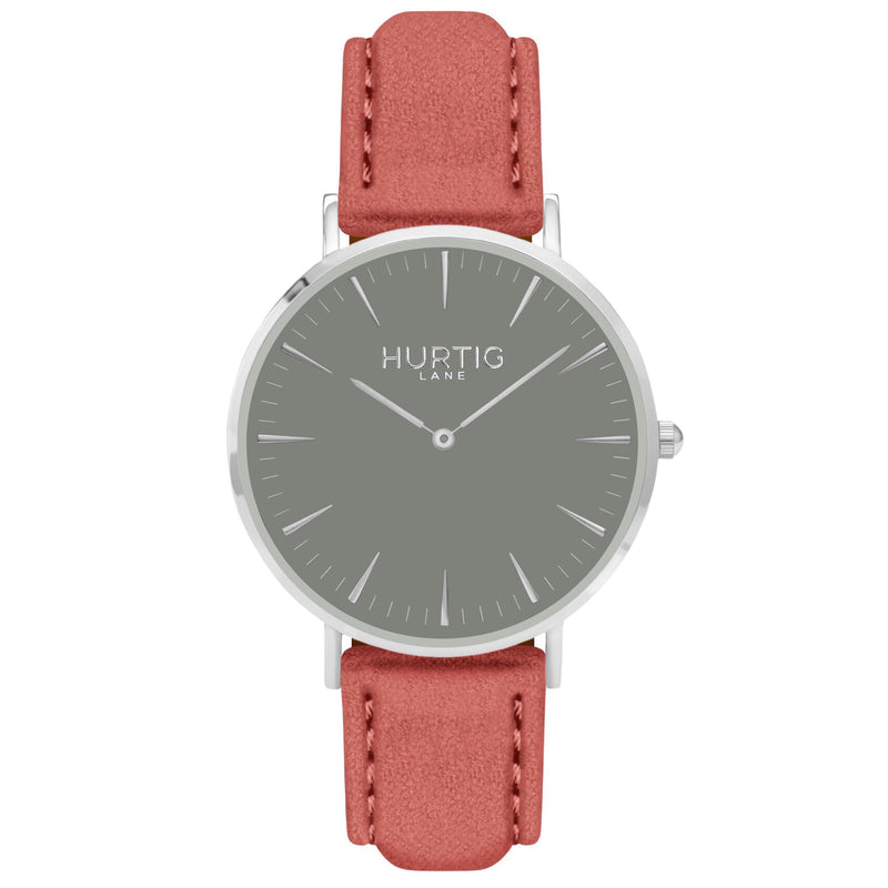 Hymnal Vegan Suede Watch Silver, Grey & Duck Egg - Hurtig Lane - sustainable- vegan-ethical- cruelty free