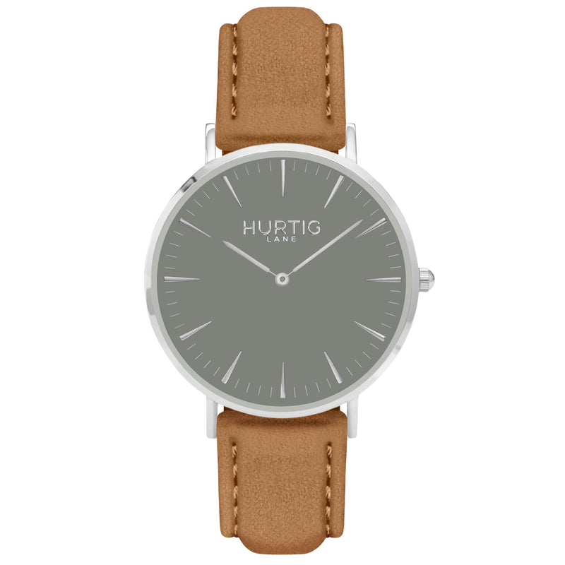 Hymnal Vegan Suede Watch Silver, Grey & Duck Egg - Hurtig Lane - sustainable- vegan-ethical- cruelty free