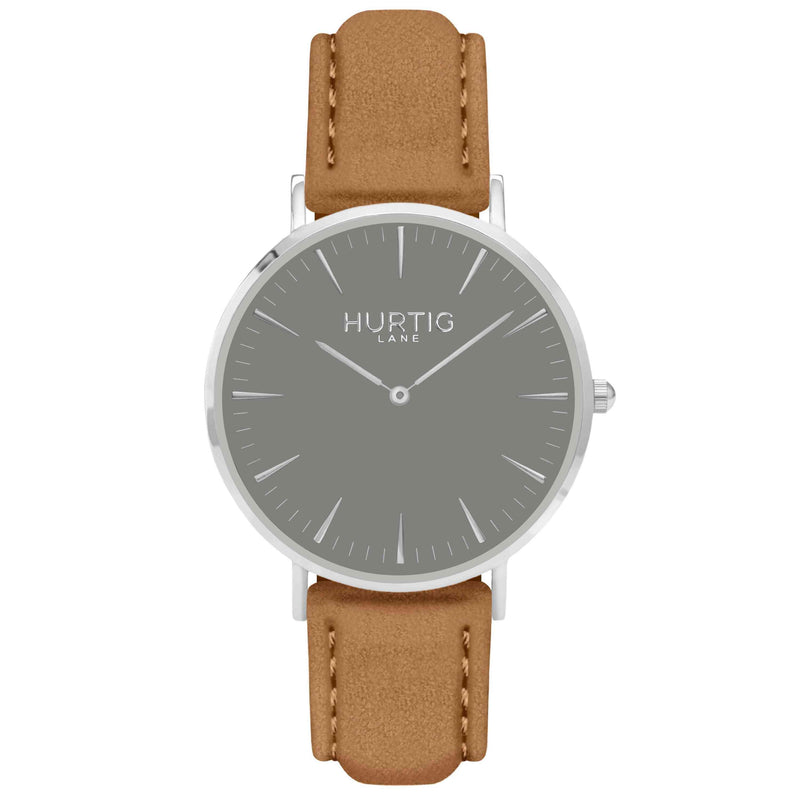 Hymnal Vegan Suede Watch Silver, Grey & Berry - Hurtig Lane - sustainable- vegan-ethical- cruelty free