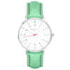 hurtig lane vegan leather watch silver, white and mint. Vegane uhren