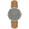 Hymnal Vegan Suede Watch Silver, Grey & Coral - Hurtig Lane - sustainable- vegan-ethical- cruelty free