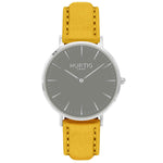 Hymnal Vegan Suede Watch Silver, Grey & Coral - Hurtig Lane - sustainable- vegan-ethical- cruelty free