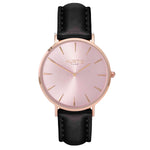 hurtig lane- Vegan leather watch Rose gold and black - vegane uhren