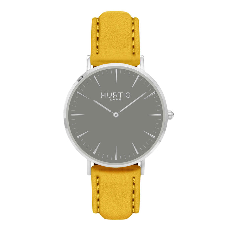 Hymnal Vegan Suede Watch Silver, Grey & Duck Egg - Hurtig Lane - sustainable- vegan-ethical- cruelty free