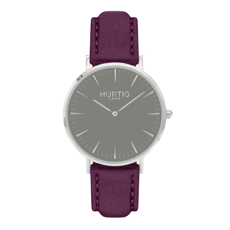 Hymnal Vegan Suede Watch Silver, Grey & Duck Egg - Hurtig Lane - sustainable- vegan-ethical- cruelty free