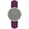 Hymnal Vegan Suede Watch Silver, Grey & Berry - Hurtig Lane - sustainable- vegan-ethical- cruelty free