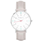 Moderno Vegan Leather Watch Silver, White & Black Watch Hurtig Lane Vegan Watches