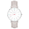 hurtig lane vegan leather watch silver, white and grey. Vegane uhren