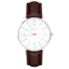 hurtig lane vegan leather watch silver, white and dark brown. Vegane uhren