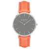 Vegan leather watch silver, grey and coral- hurtig lane- vegane uhren