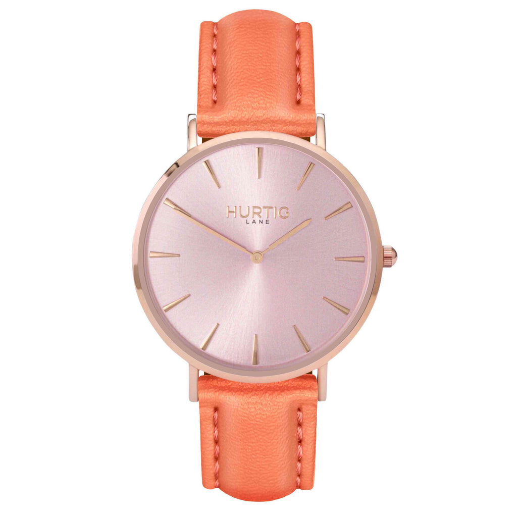 Mykonos Vegan Leather All Rose & Coral Watch Hurtig Lane Vegan Watches