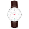 hurtig lane vegan leather watch silver, white and chestnut. Vegane uhren