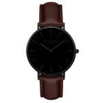 Mykonos Vegan Leather Watch All Black & Coral Watch Hurtig Lane Vegan Watches