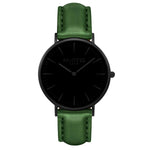 Mykonos Vegan Leather Watch All Black & Chestnut Watch Hurtig Lane Vegan Watches