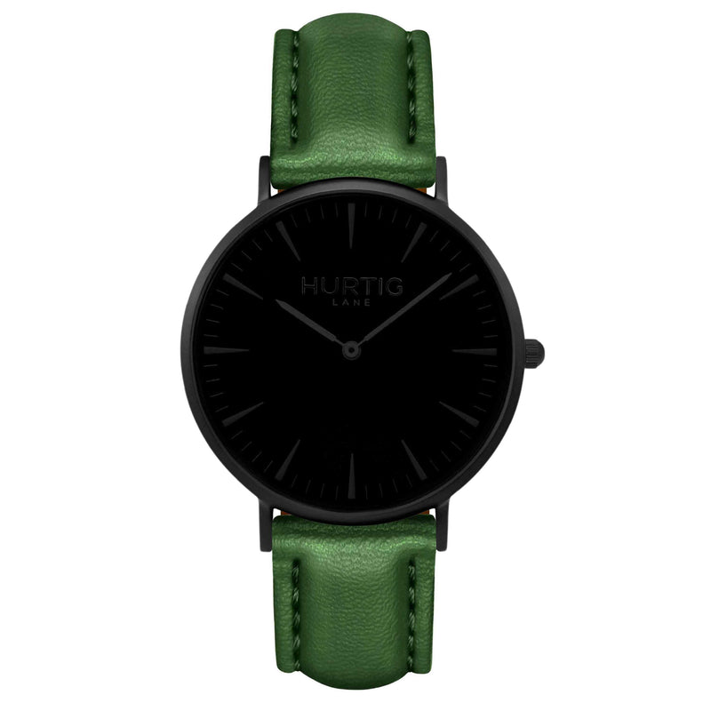 hurtig lane vegan watch black and green- vegane uhr