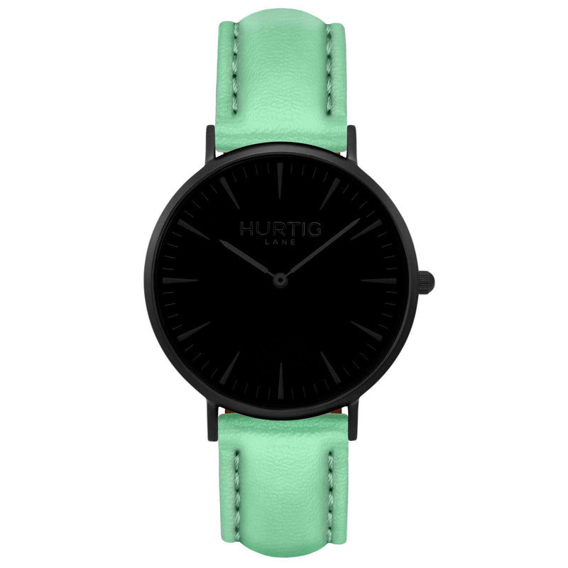 hurtig lane vegan watch black and mint- vegane uhr