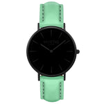 Mykonos Vegan Leather Watch All Black & Cloud Watch Hurtig Lane Vegan Watches