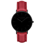 Mykonos Vegan Leather Watch All Black & Coral Watch Hurtig Lane Vegan Watches