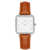 Neliö Square Vegan Leather Silver/White/Chestnut Watch Hurtig Lane Vegan Watches