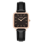 Neliö Square Vegan Leather Rose Gold/Black/Chestnut Watch Hurtig Lane Vegan Watches