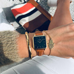 Neliö Square Vegan Leather Gold/Black/Tan Watch Hurtig Lane Vegan Watches