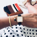 Neliö Square Vegan Leather Gold/White/Black Watch Hurtig Lane Vegan Watches