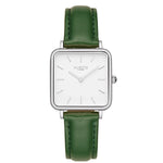 Neliö Square Vegan Leather Silver/White/Green Watch Hurtig Lane Vegan Watches