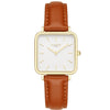 Neliö Square Vegan Leather Gold/White/Chestnut Watch Hurtig Lane Vegan Watches