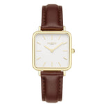 Neliö Square Vegan Leather Gold/White/Tan Watch Hurtig Lane Vegan Watches