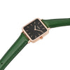 Neliö Square Vegan Leather Rose Gold/Black/Green Watch Hurtig Lane Vegan Watches