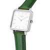 Neliö Square Vegan Leather Silver/White/Green Watch Hurtig Lane Vegan Watches