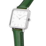 Neliö Square Vegan Leather Silver/White/Green Watch Hurtig Lane Vegan Watches