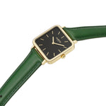 Neliö Square Vegan Leather Gold/Black/Green Watch Hurtig Lane Vegan Watches