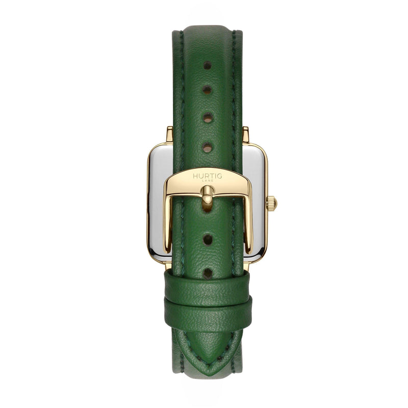 Neliö Square Vegan Leather Gold/Black/Green Watch Hurtig Lane Vegan Watches