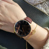 Mykonos Vegan Leather Gold/Black/Chestnut Watch Hurtig Lane Vegan Watches