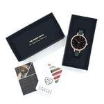 Amalfi Petite Vegan Leather Rose Gold/Black/Forest Green Watch Hurtig Lane Vegan Watches