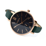 Amalfi Petite Vegan Leather Rose Gold/Black/Forest Green Watch Hurtig Lane Vegan Watches