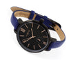 Amalfi Petite Vegan Leather Black/Black/Marine Blue Watch Hurtig Lane Vegan Watches